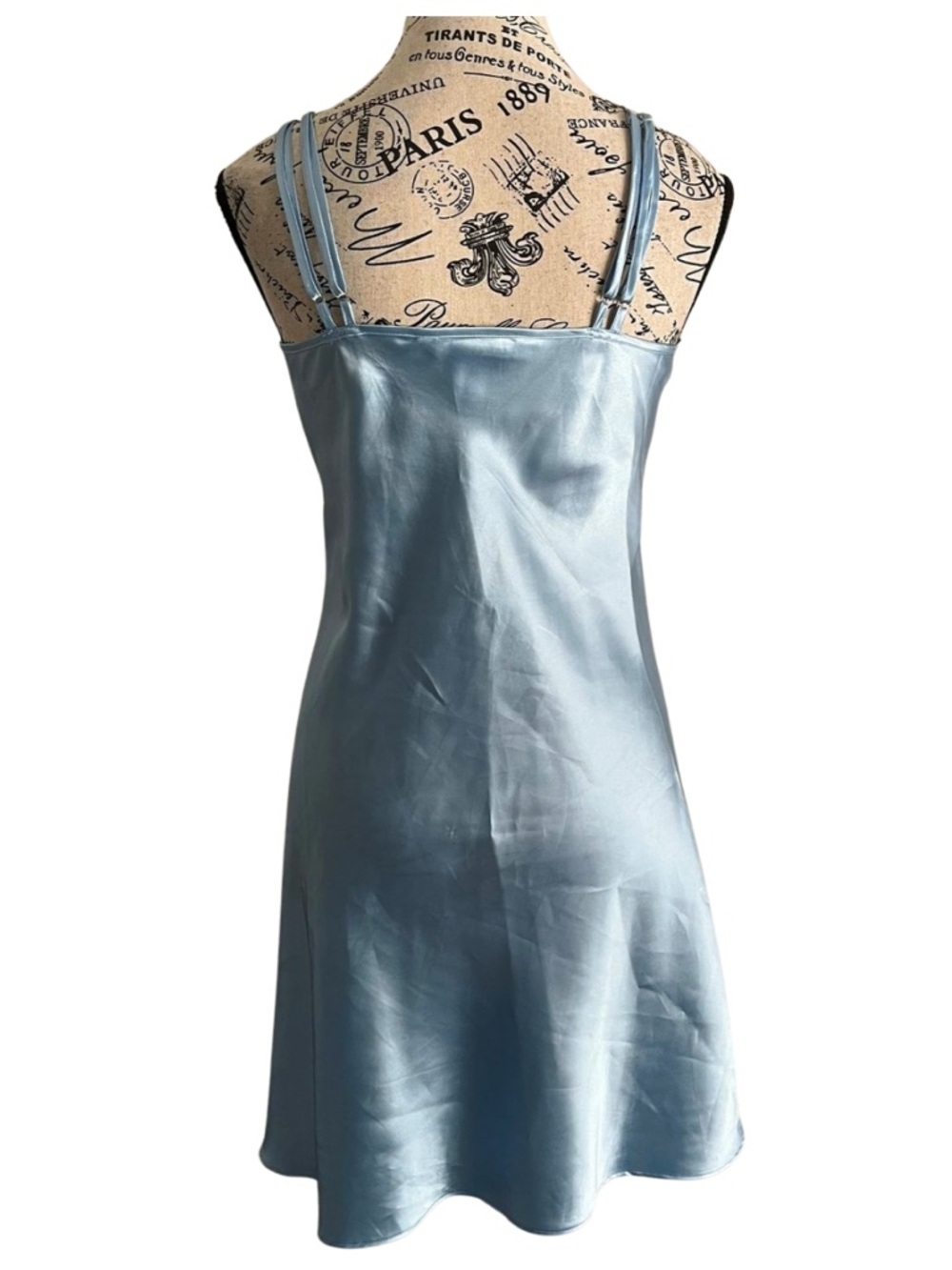 Y2K La Vie en Rose satin slip dress blue lace lingerie fairy core Medium Corset - Picture 4 of 5